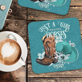 Porta-copo Cowgirl cita botas de cowboy de turquesa
