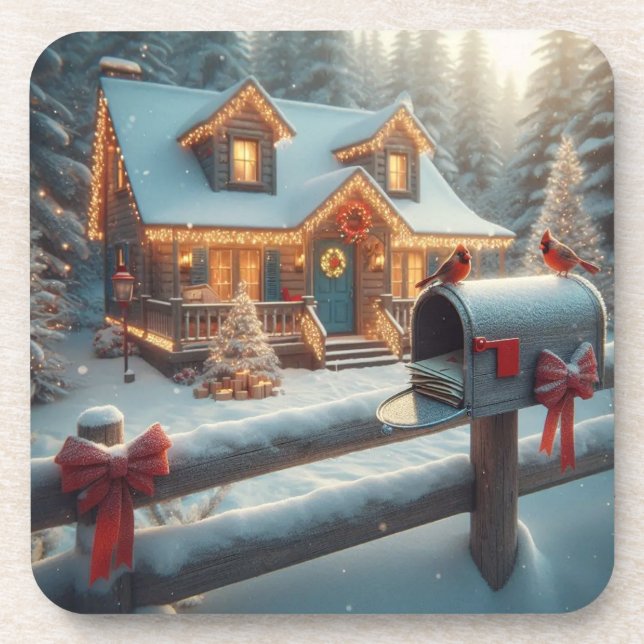 Porta-copo Cozy Christmas Cabin Winter Wonderland (Frente)