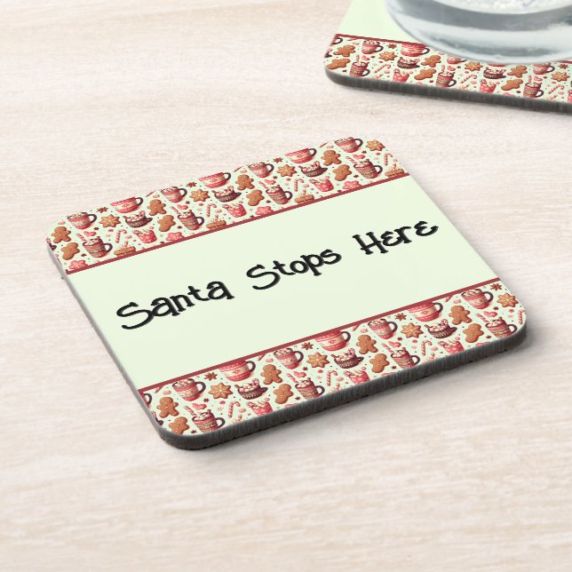 Porta-copo Cozy Christmas Cocoa and Gingerbread Pattern (Left Side)