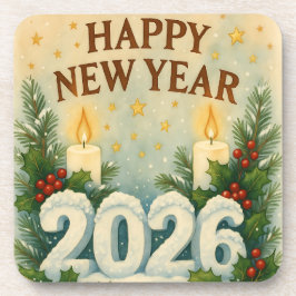 Porta-copo cozy coaster set for happy new year 2026