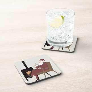Porta-copo Cozy Santa Fireplace Pattern Hard Plastic Coasters