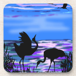Porta-copo Cranes Bird Love Dance - Romântico - Lago Sunset