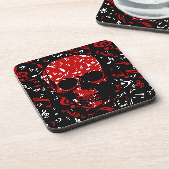 Porta-copo Crânio de notas de preto vermelho (Left Side)