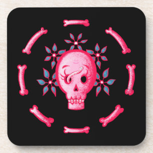 Porta-copo Crânio Engraçado De Rosa Com Flores E Ossos