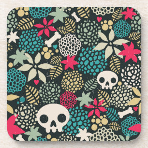 Porta-copo Crânio nas flores