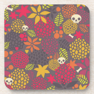 Porta-copo Crânios e flores