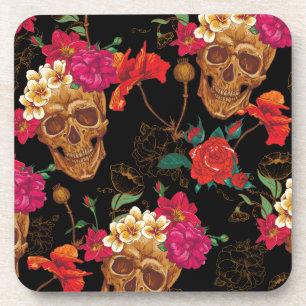 Porta-copo crânios florais