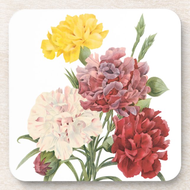 Porta-copo Cravos Antigos Dianthus Flores de Jardim Redoute (Frente)