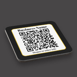 Porta-copo Create Your Own QR Code   Black White Gold Border