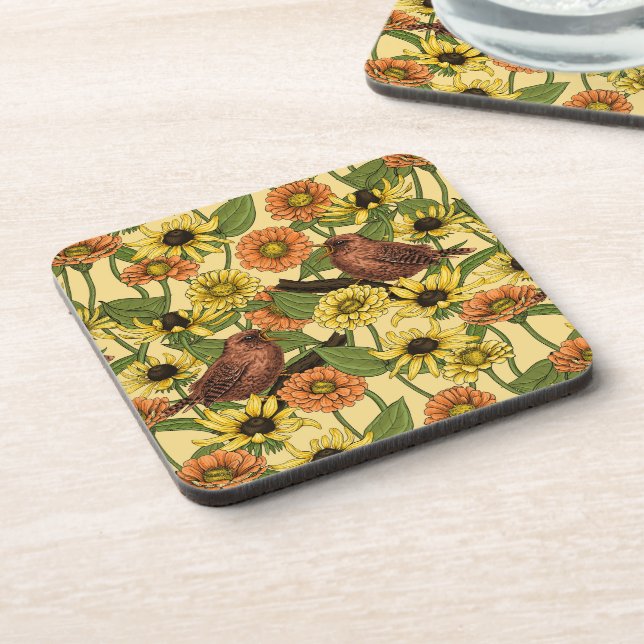 Porta-copo Crenças e flores em amarelo pálido (Left Side)