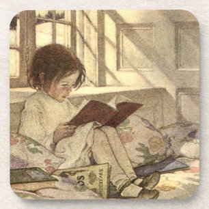 Porta-copo Criança Antiga Lendo um Livro, Jessie Willcox Smit