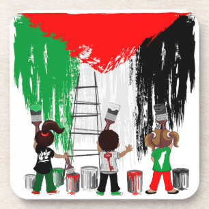Porta-copo Crianças de Gaza Pintando a Bandeira da Palestina