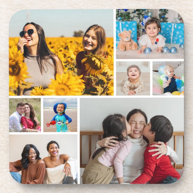 Porta-copo Crie sua própria colagem de 8 fotos (Frente)