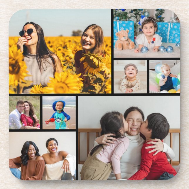 Porta-copo Crie sua própria colagem de 8 fotos (Frente)