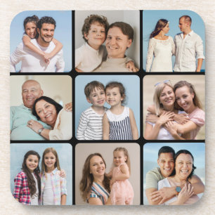 Porta-copo Crie sua própria colagem de fotos nos cantos arred