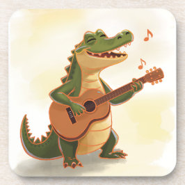 Porta-copo Crocodilo Rockeiro com Guitarra – Divertido Animal