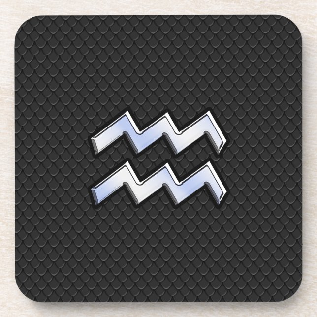 Porta-copo Cromo como Aquarius Zodiac na Pele Cobra (Frente)