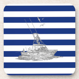Porta-copo Cromo de Pesca Marlin em Stripes Náuticas