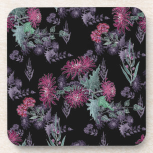 Porta-copo Crysântemos de aquarela flores florescendo