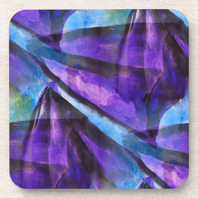 Porta-copo cubism sem emenda roxo, arte abstracta azul (Frente)