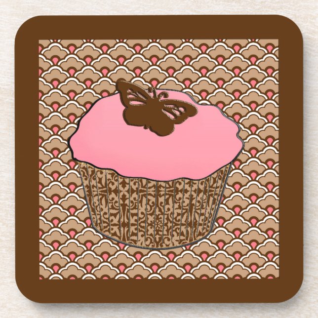 Porta-copo Cupcake de Fosco Rosa de Morango (Frente)