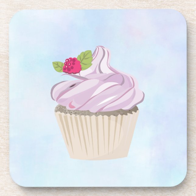 Porta-copo Cupcake rosa delicioso Berry no topo (Frente)