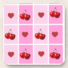 Porta-copo Custom Cherry Heart Checkerboard Pattern