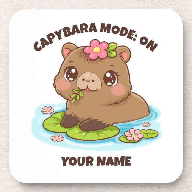 Porta-copo Custom Cute Kawaii Capybara Mode Coaster (Frente)