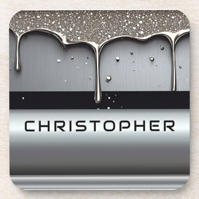 Porta-copo Custom Name With Dripping Liquid Metal (Frente)