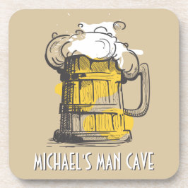 Porta-copo Custom text Beer Ilustration coaster set