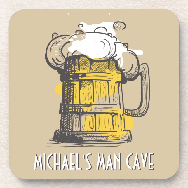 Porta-copo Custom text Beer Ilustration coaster set (Frente)
