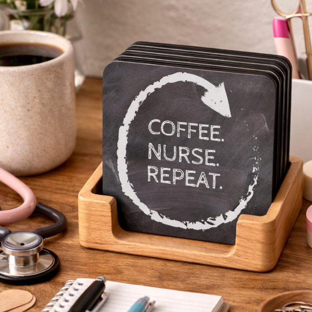 Porta-copo Customizable Phrase Coffee Nurse Repeat (Criador carregado)