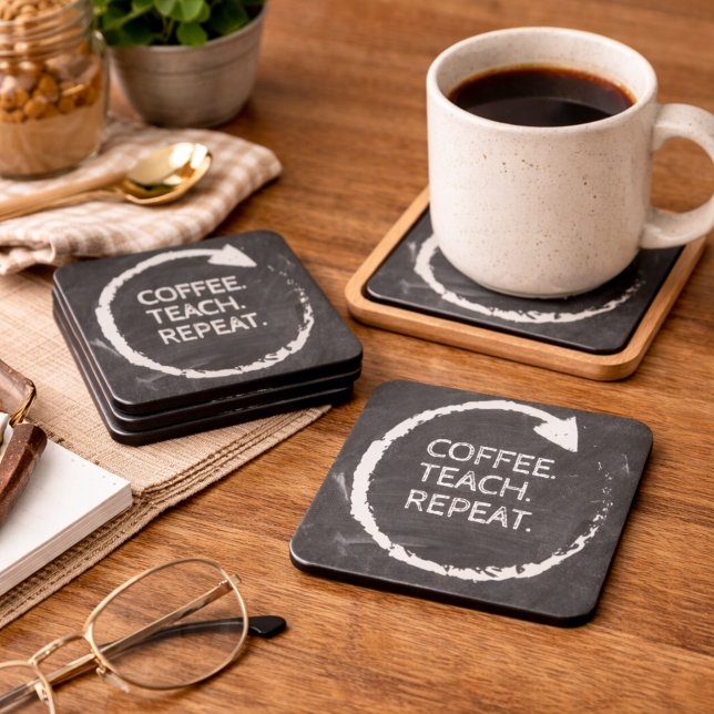Porta-copo Customizable Phrase Coffee Teach Repeat (Criador carregado)