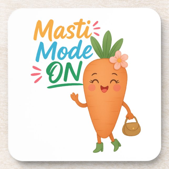 Porta-copo Cute Carrot Masti Mode ON Coasters Set Fun Cartoon (Frente)