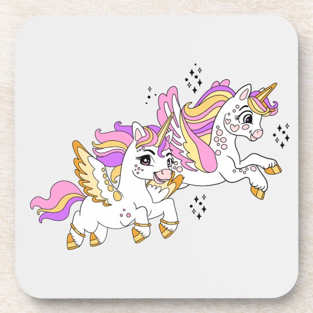 Porta-copo Cute flying unicorns  (Frente)