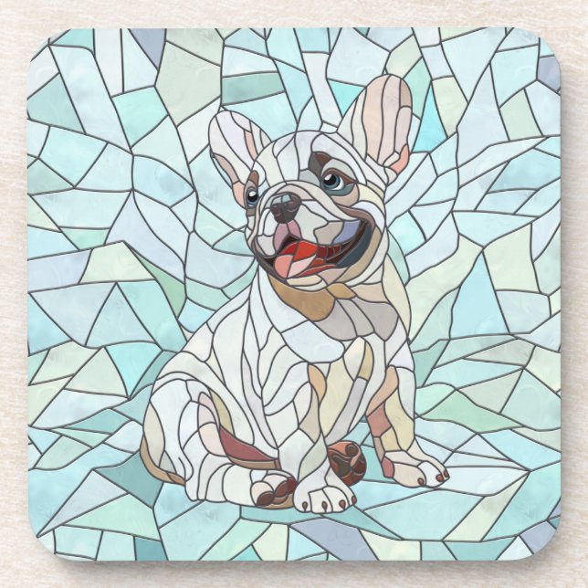 Porta-copo Cute French Bulldog Puppy - mosaico pastel (Frente)