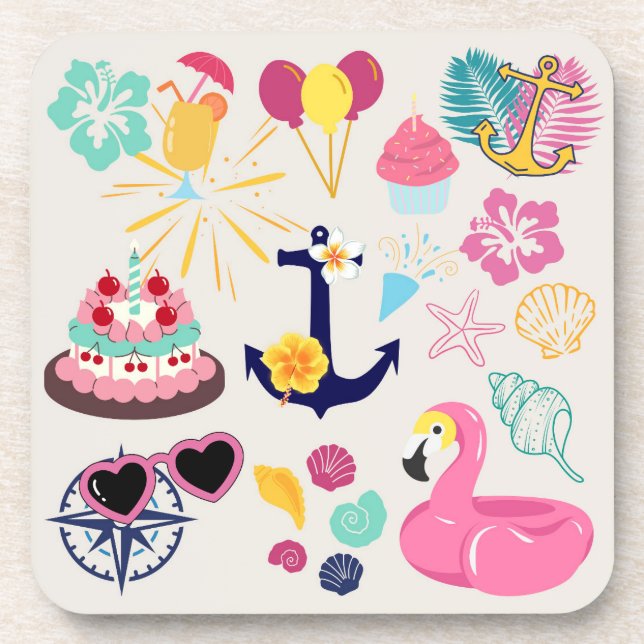 Porta-copo Cute Nautical Birthday (Frente)