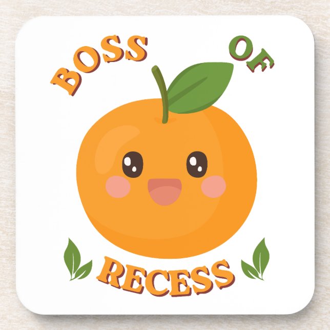 Porta-copo Cute Orange "Boss of Recess" Drink Coaster  (Frente)