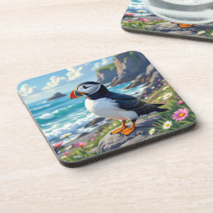 Porta-copo Cute Puffin na praia temática  