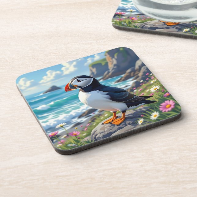Porta-copo Cute Puffin on the Seashore themed   (Left Side)