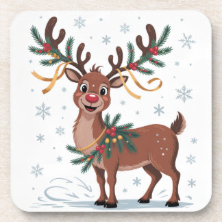 Porta-copo Cute Rudolph with Gold Accents