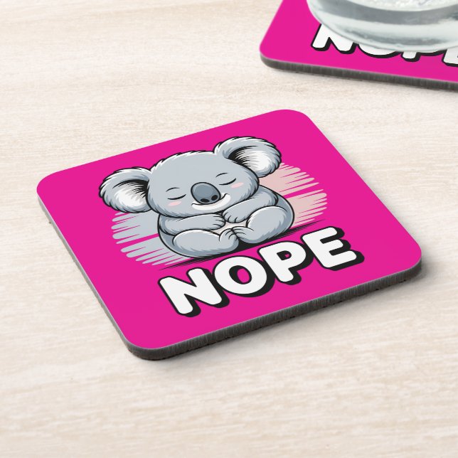 Porta-copo Cute Sleeping Koala “Nope” Funny Cartoon (Left Side)