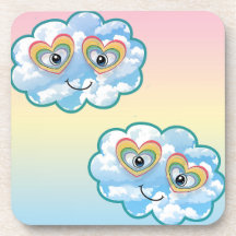 Cute Smiling Cloud Hard plastic coaster