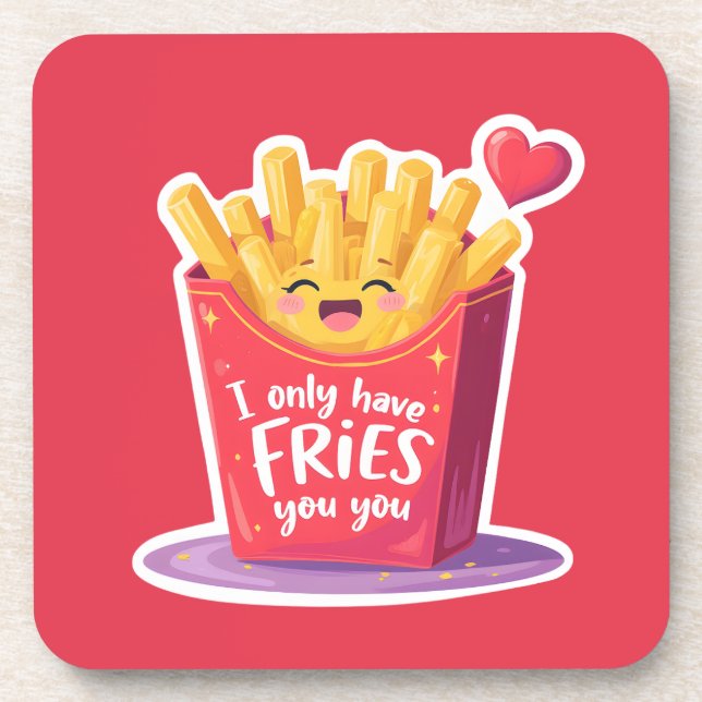 Porta-copo Cute Valentine French Fries Pun (Frente)