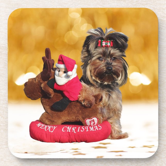 Porta-copo Cute Yorkshire Terrier Felry Natal (Frente)