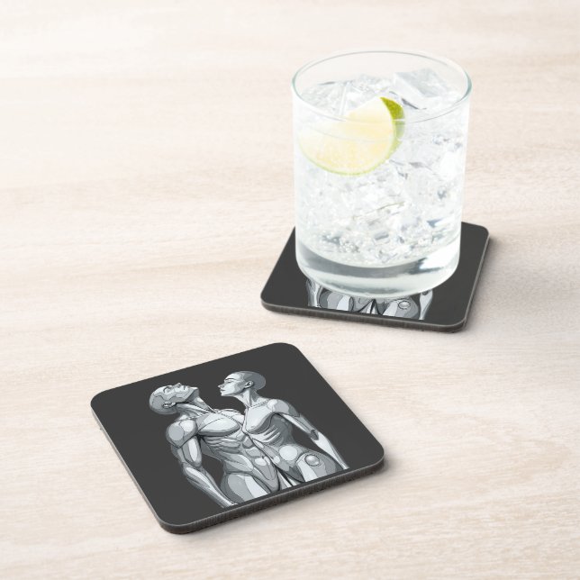 Porta-copo Cyborg Couple Square Hard Plastic Coasters (Lado Direito)