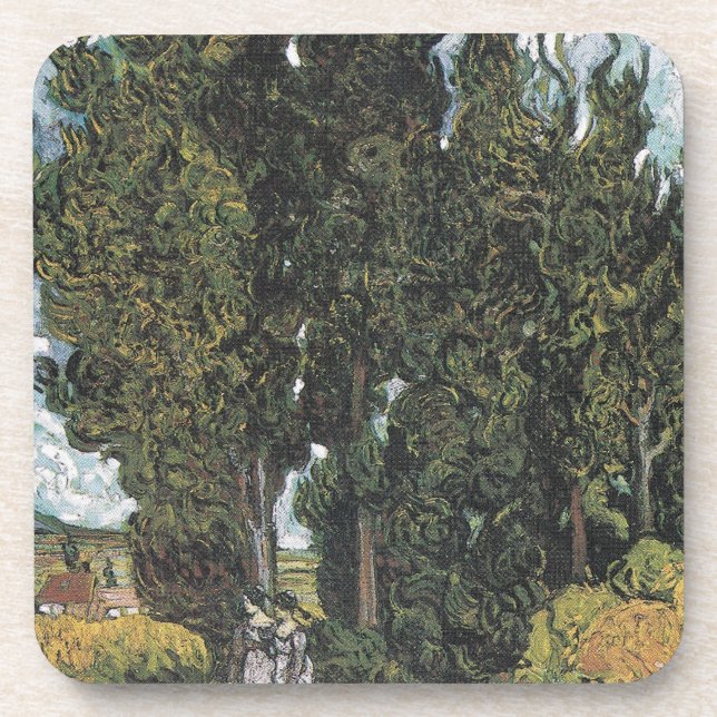 Porta-copo Cypress Trees por Van Gogh (Frente)
