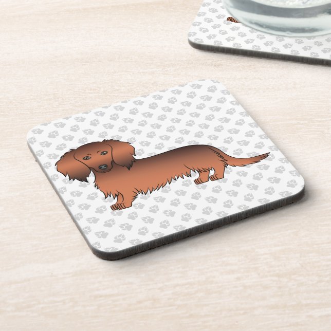 Porta-copo Dachshund Cartoon Cão & Patas de Pelo Longo Sable  (Left Side)