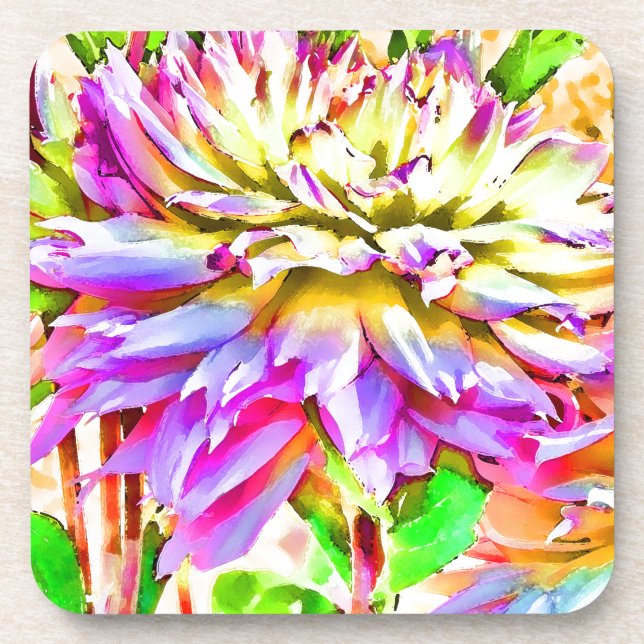 Porta-copo Dahlia Gift da Aquarela Digital (Frente)