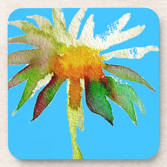 Porta-copo Daisy Blue Modern Art flower (Frente)